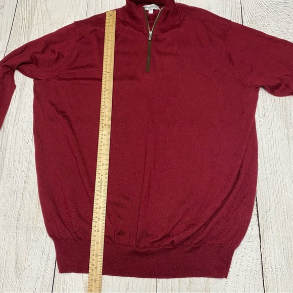 Peter Millar 1/4 Zip-Up Sweater Red merino wool long sleeve XL - Picture 7 of 9